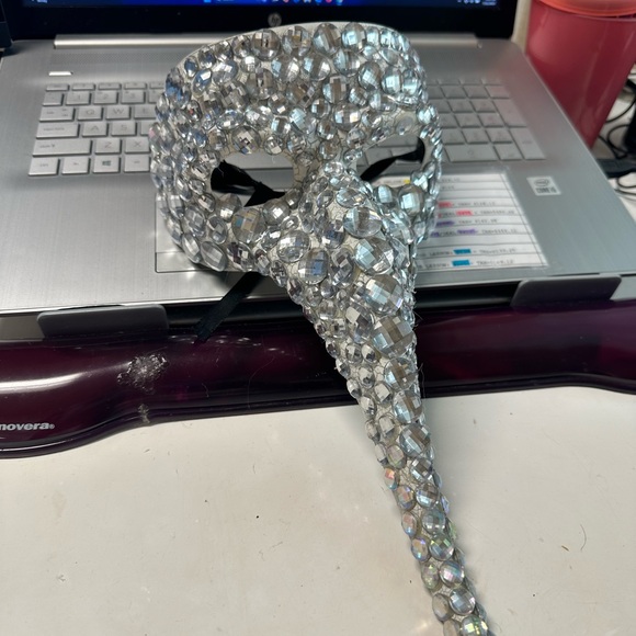 Silver Bejeweled Masquerade Mask - Picture 1 of 2
